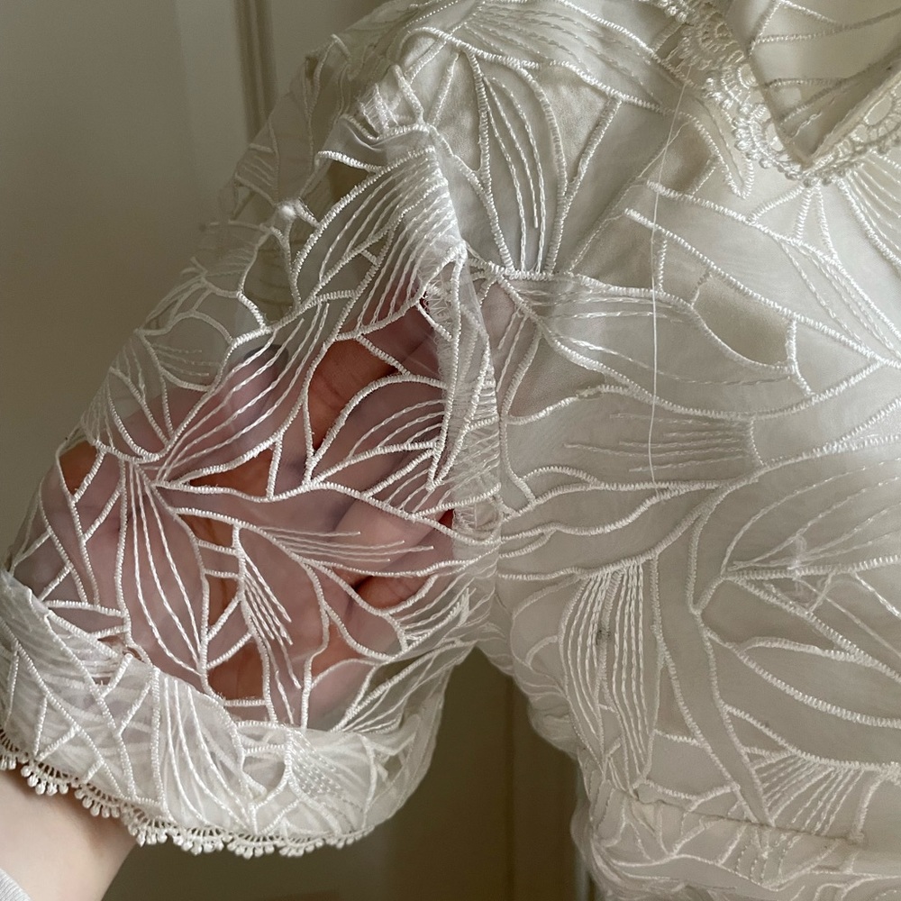 Marchesa NWOT White Lace Eyelet Dress - Picture 7 of 15